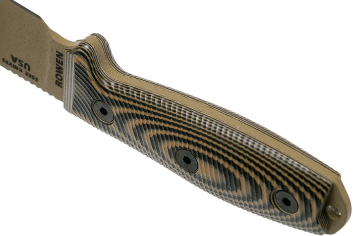 Couteau Esee 3 3PMDE-005 lame acier carbone 8,8cm manche G10 coyote et noir + étui