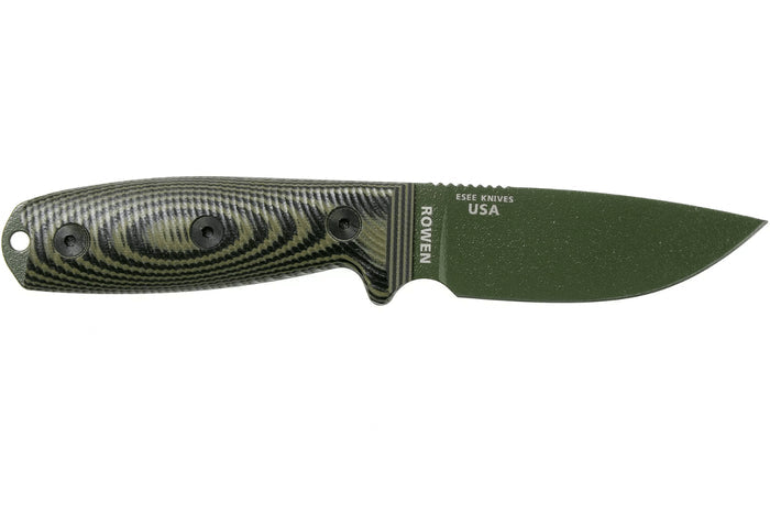 Couteau Esee 3 3PMOD-003 lame acier carbone 8,8cm manche G10 vert et noir + étui