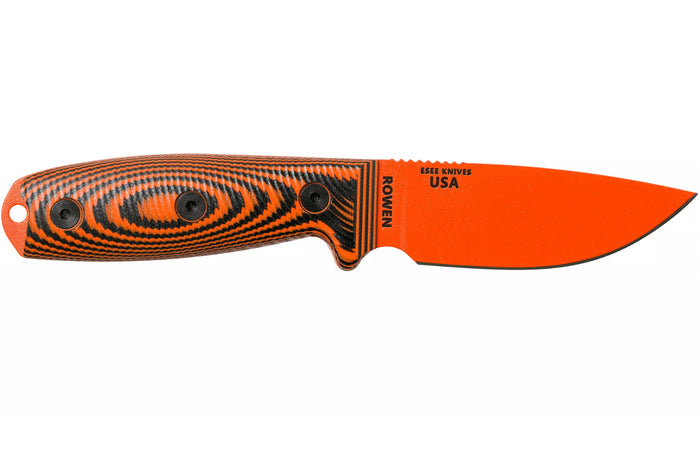 Couteau Esee 3 3PMOR-006 lame acier carbone 8,8cm manche G10 noir et orange + étui
