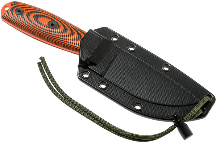 Couteau Esee 3 3PMOR-006 lame acier carbone 8,8cm manche G10 noir et orange + étui