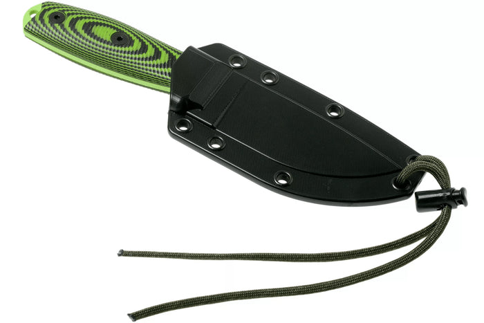 Couteau Esee 3 3PMVG-007 lame acier carbone 8,8cm manche G10 noir et vert venom + étui