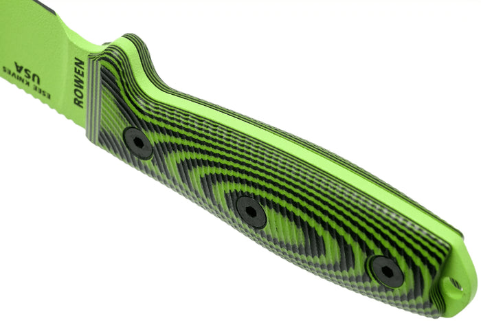 Couteau Esee 3 3PMVG-007 lame acier carbone 8,8cm manche G10 noir et vert venom + étui