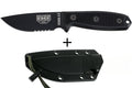 Couteau Esee 3 ESEE-3MIL-S-BLK lame semi-dentée acier carbone 8,8cm manche G10 noir + étui