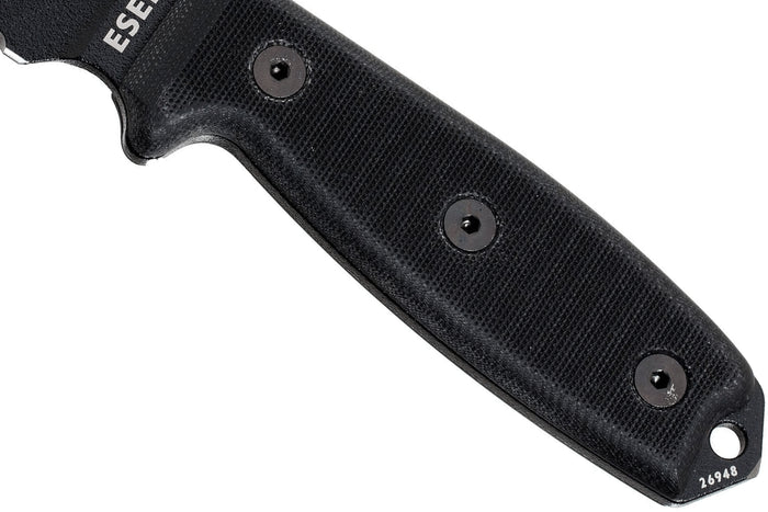 Couteau Esee 3 ESEE-3MIL-S-BLK lame semi-dentée acier carbone 8,8cm manche G10 noir + étui