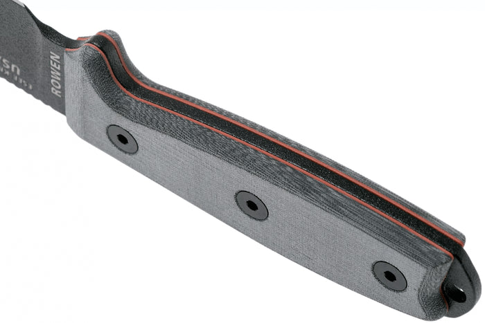 Couteau Esee 3 ESEE-3P-MB lame acier carbone noir 8,8cm manche micarta gris + étui marron