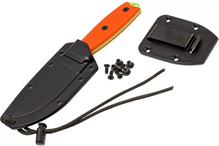 Couteau Esee 3 ESEE-3PM-VG lame acier carbone venom green 8,8cm manche G10 orange + étui