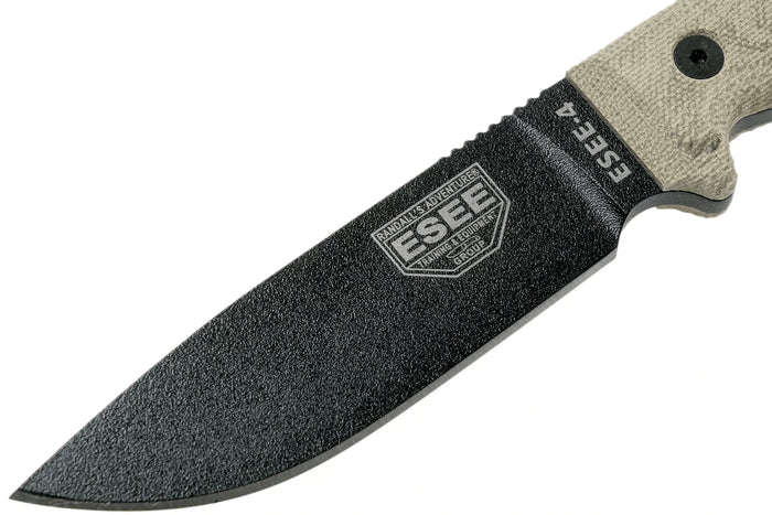 Couteau Esee 4 4PB-017 lame acier carbone 11,6cm manche micarta vert clair + étui