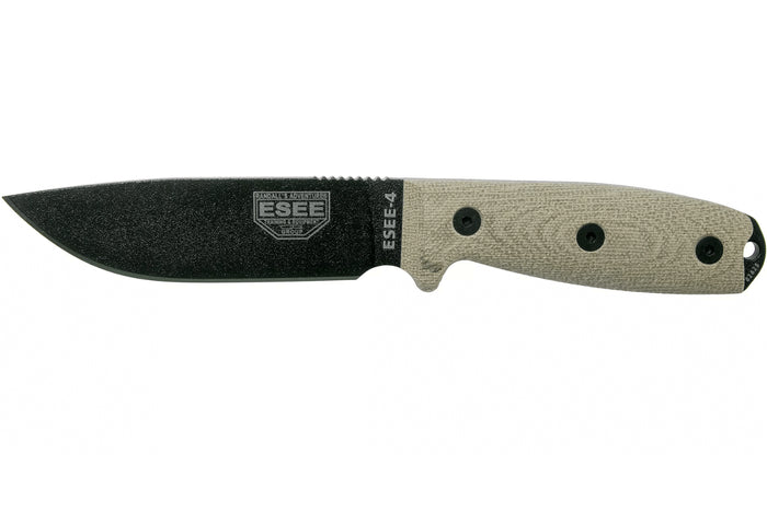 Couteau Esee 4 4PB-017 lame acier carbone 11,6cm manche micarta vert clair + étui