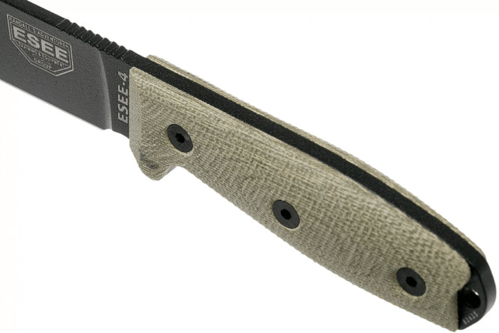 Couteau Esee 4 4PB-017 lame acier carbone 11,6cm manche micarta vert clair + étui