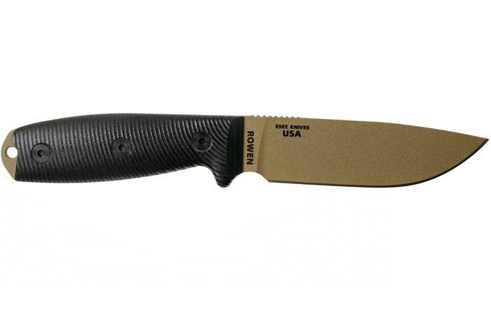 Couteau Esee 4 4PDE-001 lame acier carbone dark earth 11,6cm manche G10 noir + étui