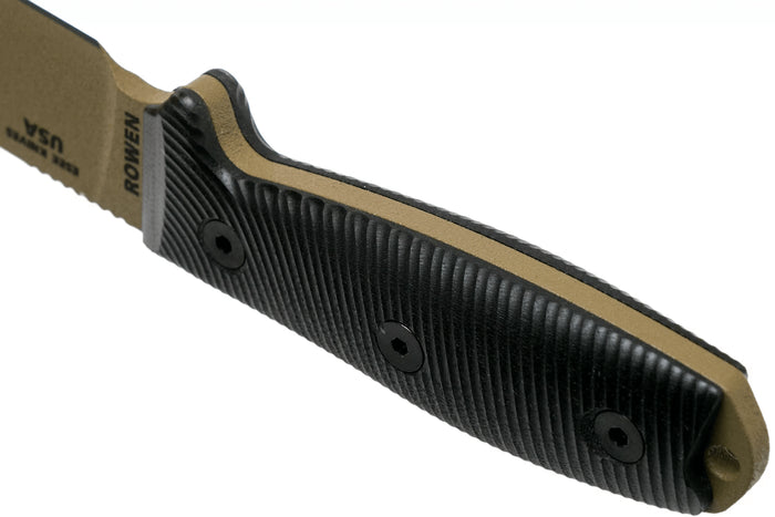 Couteau Esee 4 4PDE-001 lame acier carbone dark earth 11,6cm manche G10 noir + étui