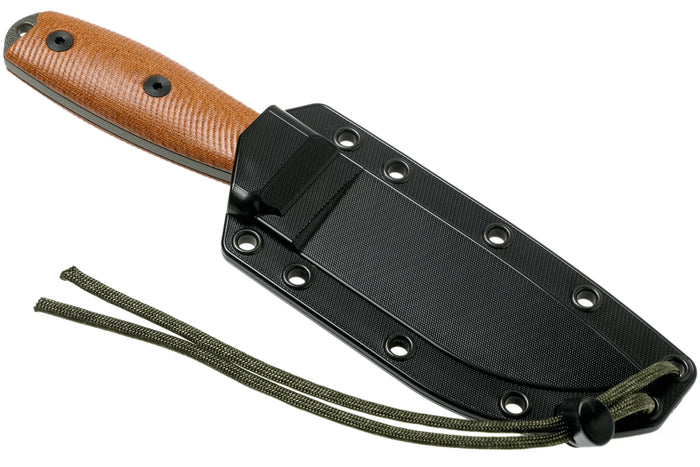 Couteau Esee 4 4POD-011 lame acier carbone vert 11,6cm manche micarta marron + étui