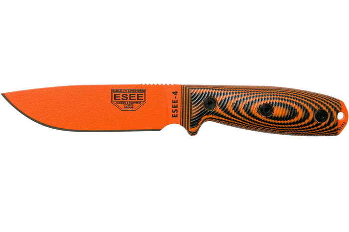 Couteau Esee 4 4POR-006 lame acier carbone orange 11,6cm manche G10 orange/noir + étui