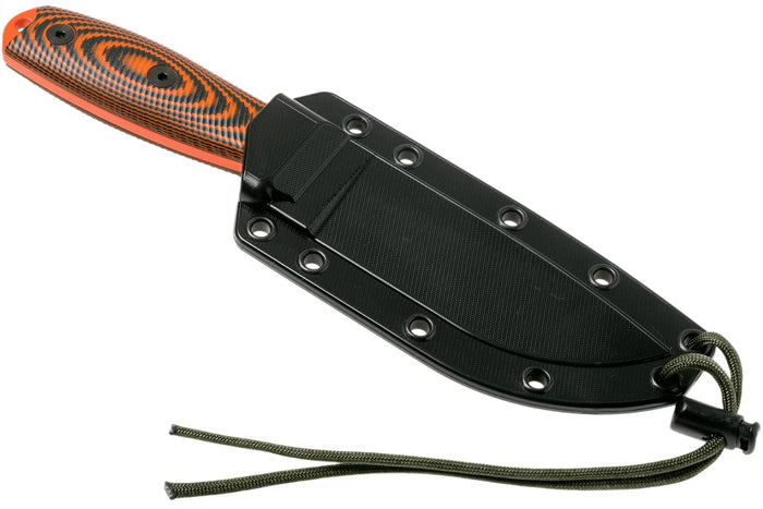Couteau Esee 4 4POR-006 lame acier carbone orange 11,6cm manche G10 orange/noir + étui