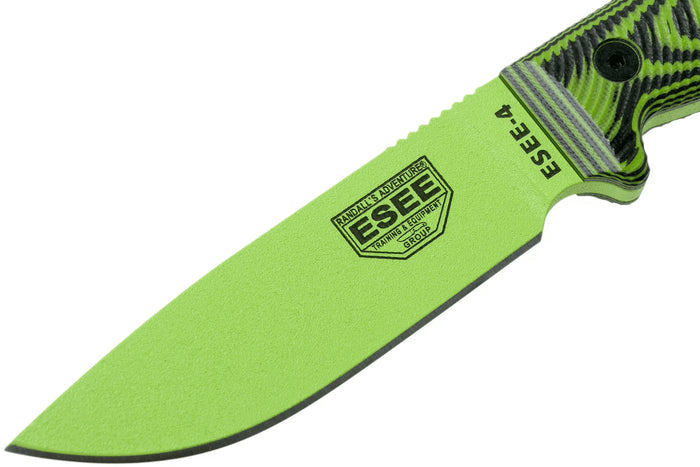 Couteau Esee 4 4PVG-007 lame carbone 11,6cm manche G10 vert et noir + étui