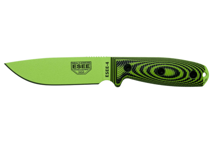 Couteau Esee 4 4PVG-007 lame carbone 11,6cm manche G10 vert et noir + étui