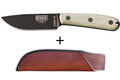Couteau Esee 4 ESEE-4HM-B lame acier carbone noir 11,1cm manche micarta gris + étui cuir