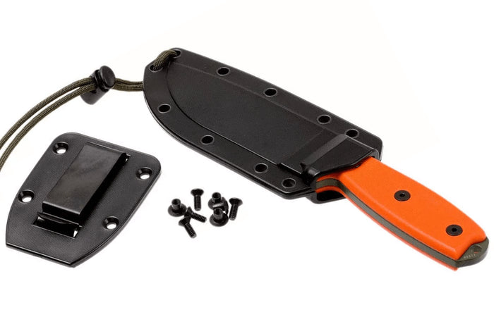 Couteau Esee 4 ESEE-4P-OD lame acier carbone vert 11,6cm manche G10 orange + étui