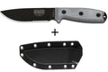Couteau Esee 4 ESEE-4S-B lame semi-dentée acier carbone noir 11,6cm manche micarta gris + étui