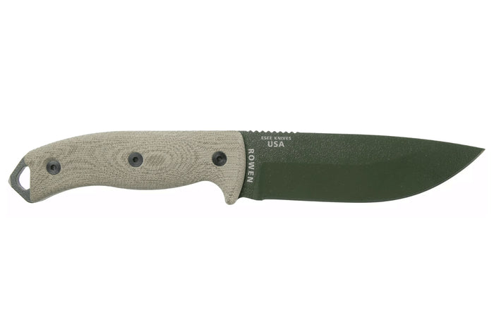 Couteau Esee 5 5POD-017 lame acier carbone 13,2cm manche micarta vert clair + étui