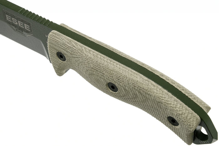 Couteau Esee 5 5POD-017 lame acier carbone 13,2cm manche micarta vert clair + étui