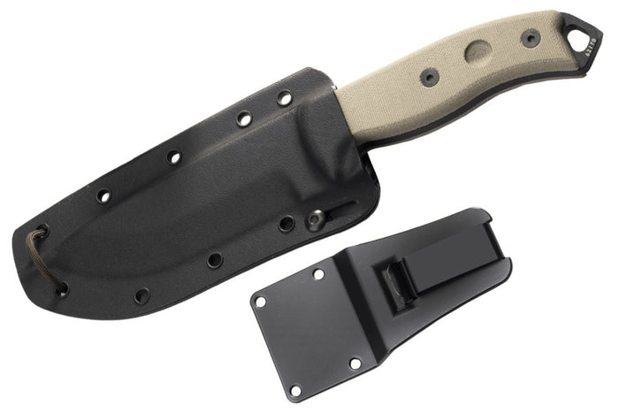 Couteau Esee 5 ESEE-5P-E lame acier carbone noir 13,7cm manche micarta gris + étui