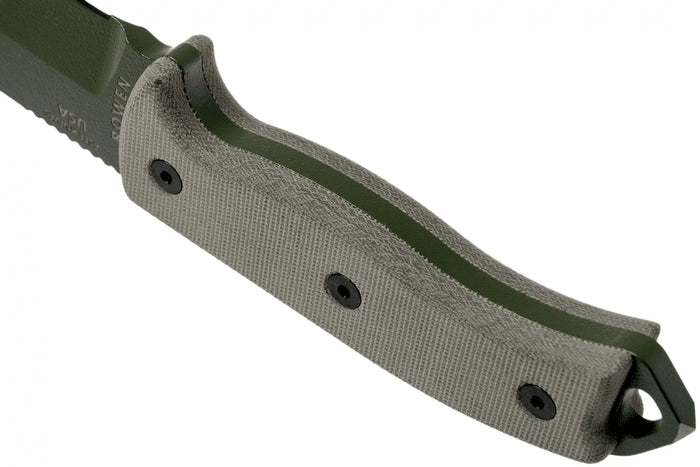 Couteau Esee 5 ESEE-5P-OD-E lame acier carbone vert 13,7cm manche micarta gris + étui