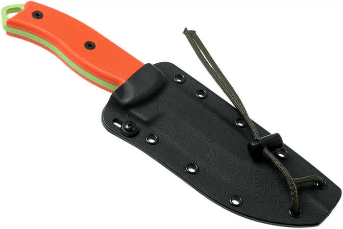Couteau Esee 5 ESEE-5P-VG-E lame acier carbone venom green 13,7cm manche G10 orange + étui