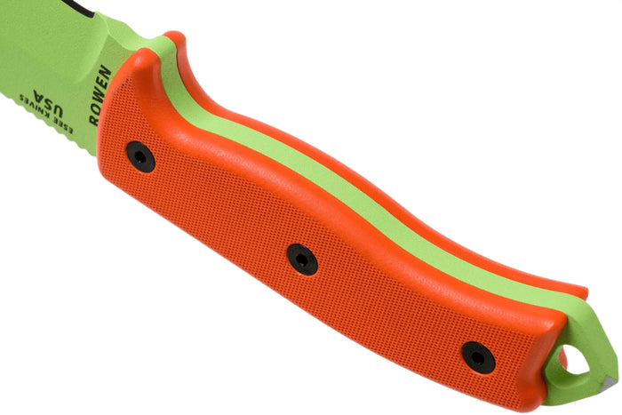 Couteau Esee 5 ESEE-5P-VG-E lame acier carbone venom green 13,7cm manche G10 orange + étui
