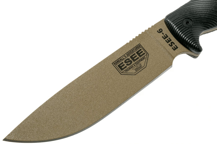 Couteau Esee 6 6PDE-001 lame acier carbone 16,5cm manche G10 noir + étui