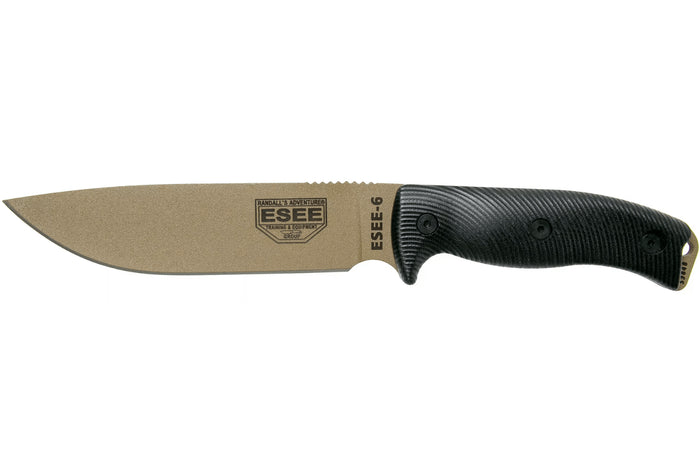 Couteau Esee 6 6PDE-001 lame acier carbone 16,5cm manche G10 noir + étui
