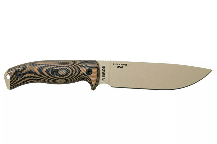 Couteau Esee 6 6PDT-005 lame carbone 16,5cm manche G10 Coyote et noir + étui