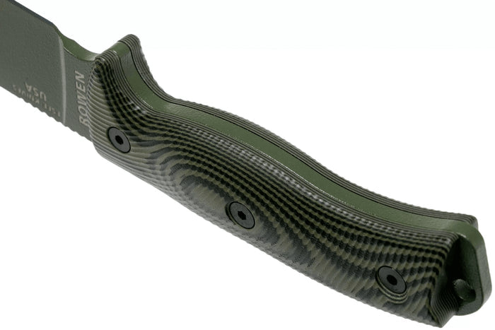 Couteau Esee 6 6POD-003 lame acier carbone 16,5cm manche G10 vert et noir + étui