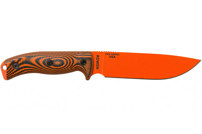 Couteau Esee 6 6POR-006 lame acier carbone 16,5cm manche G10 orange/noir + étui