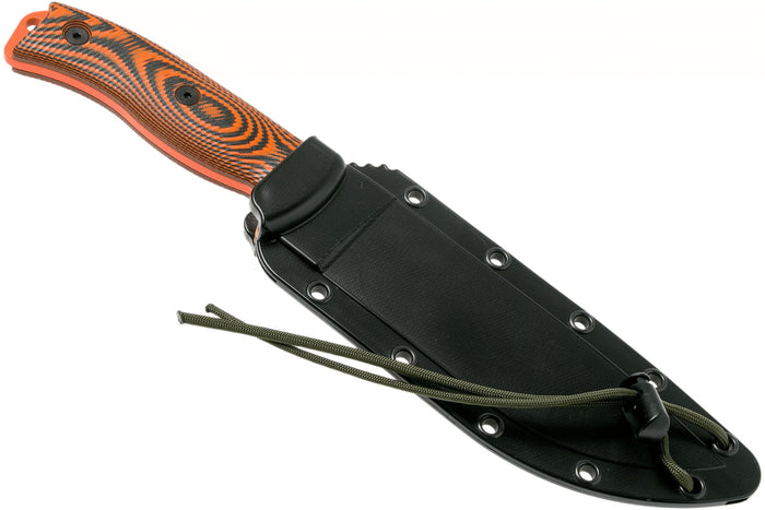 Couteau Esee 6 6POR-006 lame acier carbone 16,5cm manche G10 orange/noir + étui