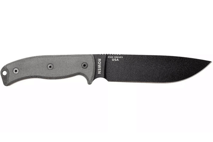 Couteau Esee 6 ESEE-6P-B lame acier carbone noir 16,5cm manche micarta gris + étui