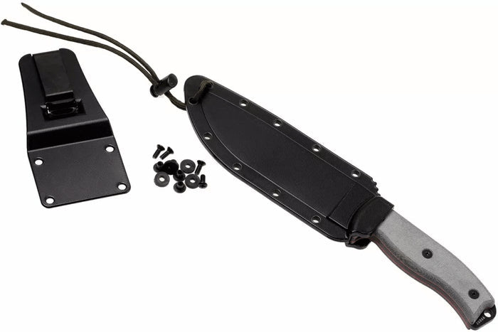 Couteau Esee 6 ESEE-6P-B lame acier carbone noir 16,5cm manche micarta gris + étui