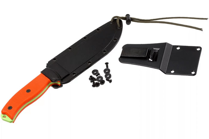 Couteau Esee 6 ESEE-6P-VG lame carbone venom green 16,5cm manche G10 orange + étui