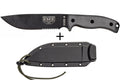 Couteau Esee 6 ESEE-6S-B lame semi-dentée acier carbone noir 16,5cm manche micarta gris + étui