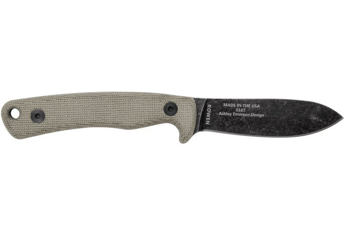 Couteau Esee Ashley Game ESEE-AGK lame acier carbone noir 9,1cm manche micarta gris + étui cuir