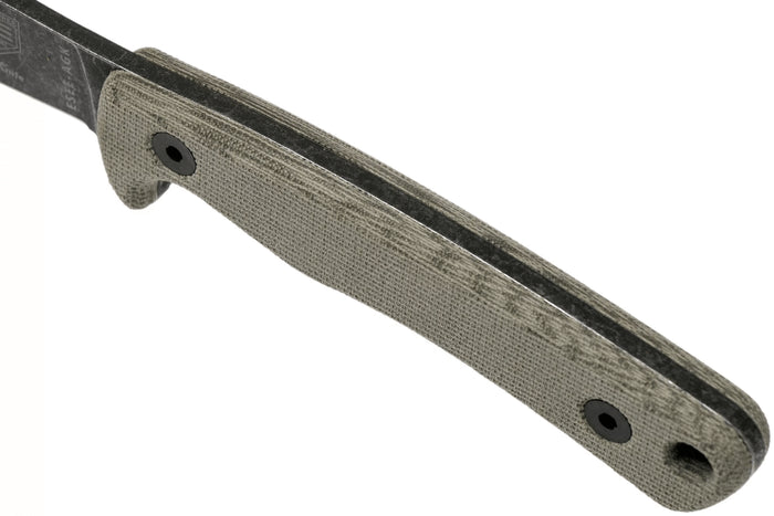 Couteau Esee Ashley Game ESEE-AGK lame acier carbone noir 9,1cm manche micarta gris + étui cuir