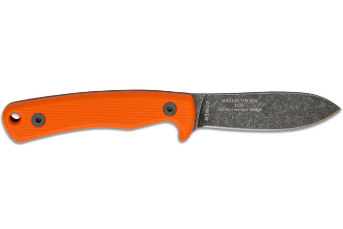 Couteau Esee Ashley Game ESEE-AGK-OR lame acier carbone noir 9,1cm manche G10 orange + étui cuir