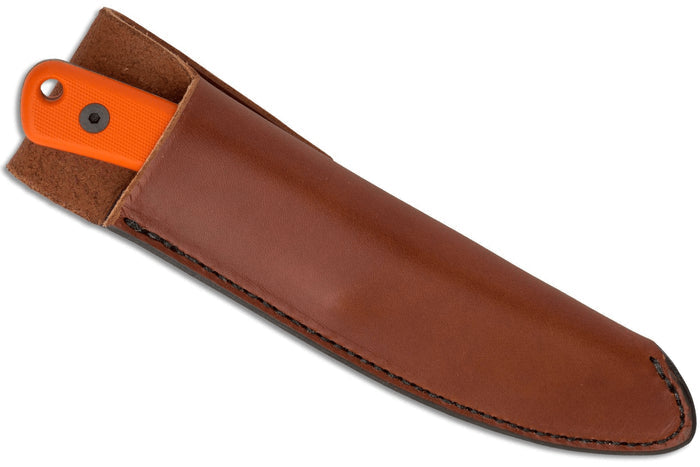 Couteau Esee Ashley Game ESEE-AGK-OR lame acier carbone noir 9,1cm manche G10 orange + étui cuir