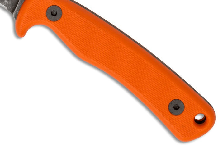 Couteau Esee Ashley Game ESEE-AGK-OR lame acier carbone noir 9,1cm manche G10 orange + étui cuir