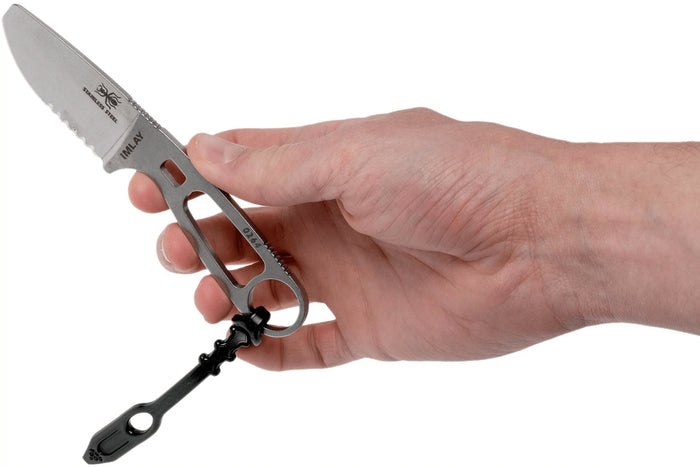 Couteau Esee Imlay ESEE-IMLAY lame semi-dentée 6,2cm manche ajouré inox + étui noir