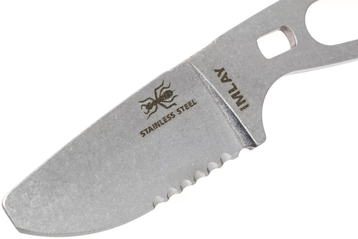 Couteau Esee Imlay ESEE-IMLAY lame semi-dentée 6,2cm manche ajouré inox + étui noir