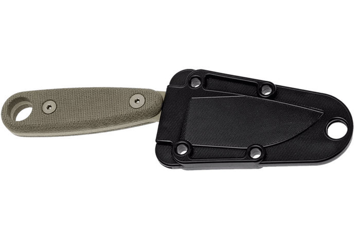 Couteau Esee Izula II DT lame acier carbone 6,2cm manche micarta désert + étui