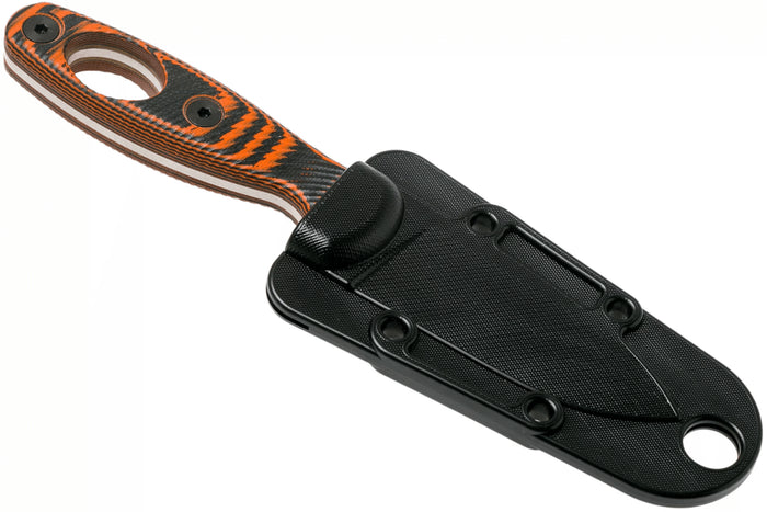 Couteau Esee Xancudo XAN1-006 lame acier inox 7,5cm manche troué G10 orange et noir + étui