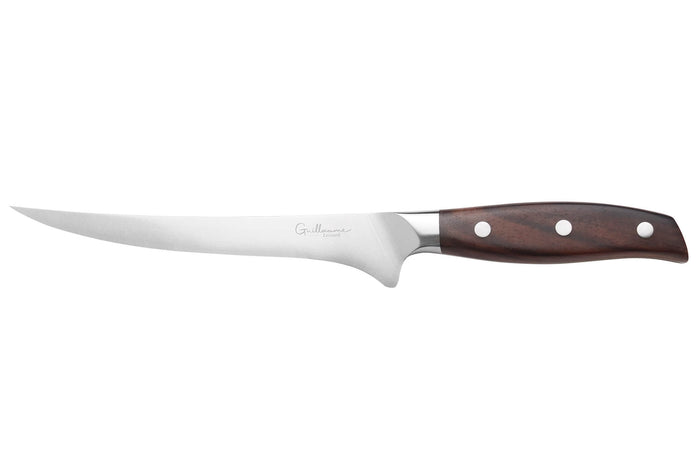 Couteau filet de sole 18cm Guillaume Leonard Cuistot en acier inoxydable et bois de santal rouge