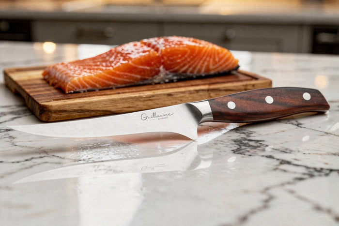 Couteau filet de sole 18cm Guillaume Leonard Cuistot en acier inoxydable et bois de santal rouge